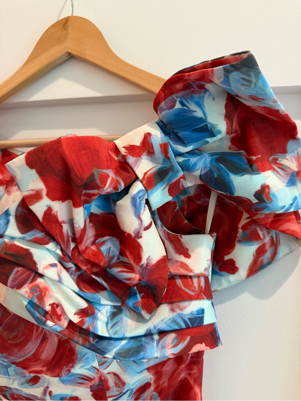 Rebecca Vallance Fleurette floral taffeta midi Dress Red, Blue- size US 6 - Picture 9 of 16
